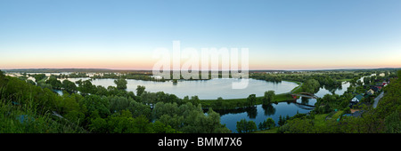 Vue sur les polders inondés dans la partie inférieure du Parc National de la vallée de l'Oder, des inondations en 2010, Stuetzkow, Brandenburg, Germany, Europe Banque D'Images