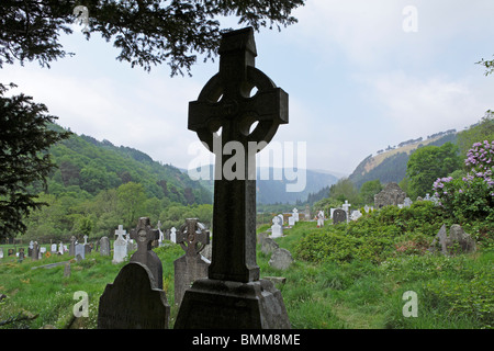 Monastère de Glendalough, Co Wicklow, République d'Irlande Banque D'Images