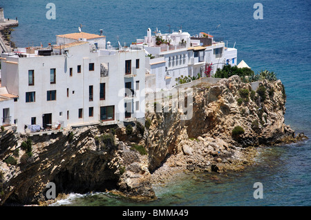 Vue de la péninsule à partir de la Ville Haute, Dalt Vila, Eivissa, Ibiza, Baléares, Espagne Banque D'Images