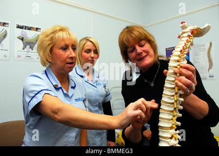 Les travailleurs de la santé en formation de base en anatomie pour soulever les devoirs des personnes fragiles, personnes âgées et handicapées, Wirral, UK. Banque D'Images