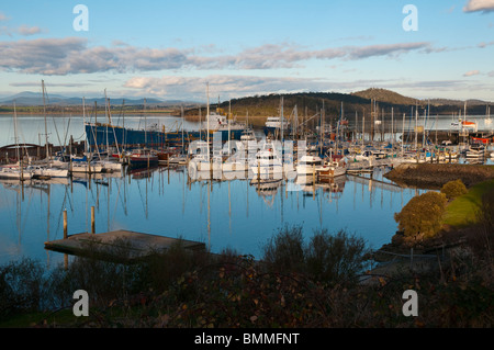 Les yachts et le navire de l'Australian Maritime College amarrés sur la Tamar River en Tasmanie à Beauty point près de Launceston, Tasmanie Banque D'Images