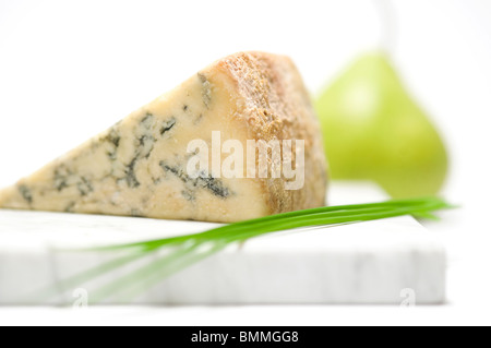 Le fromage stilton, poires et ciboulette Banque D'Images