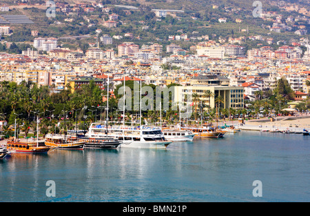 Vue aérienne du port, Alanya, Turquie Banque D'Images