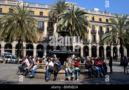 Placa Reial, à Barcelone, Espagne. Banque D'Images