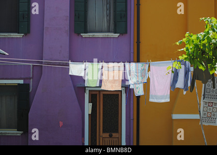 Maisons colorées de Burano, italie Banque D'Images