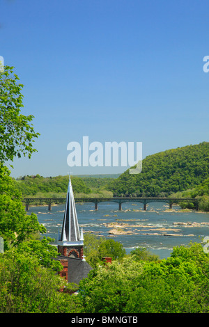 Vue depuis Jefferson Rock, sentier des Appalaches, Harpers Ferry, West Virginia, USA Banque D'Images