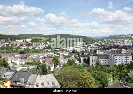 Vue sur la ville de Siegen. Rhénanie du Nord-Westphalie, Allemagne Banque D'Images