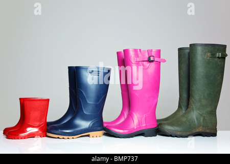 Un groupe de bottes wellie Banque D'Images