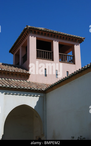 L'Alcazaba de Malaga, Palais Nasrides, le Patio de la Alberca, Malaga, Costa del Sol, la province de Malaga, Andalousie, Espagne, Europe. Banque D'Images