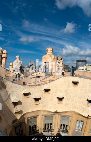 Terrasse de toit de la Casa Mila Banque D'Images