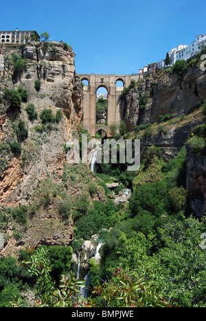 Nouveau pont (pont neuf) et de la gorge, Ronda, Province de Malaga, Andalousie, Espagne, Europe de l'Ouest. Banque D'Images