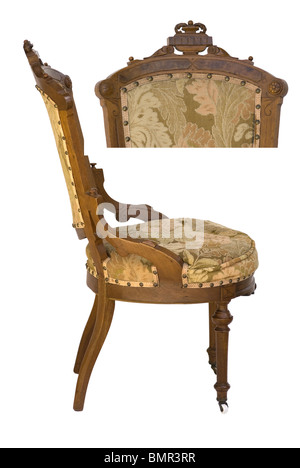 Antique Victorian Eastlake Fauteuil Bois Sculpté à Partir D Une