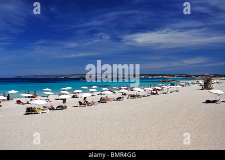 Vue sur la plage, Platja de Llevant, Majorque, Îles Baléares, Espagne Banque D'Images