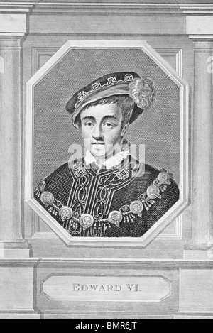 Édouard VI (1537-1553) gravure sur des années 1800. Roi d'Angleterre et l'Irlande au cours de 1547-1553. Banque D'Images