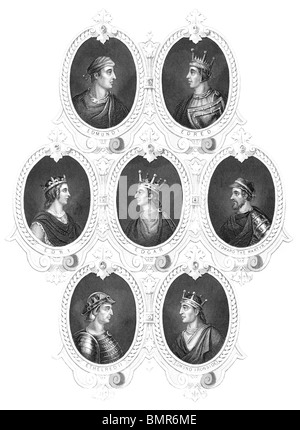 Rois Anglais portraits sur gravure à partir des années 1800. Publié par John Tallis & Co, London & New York. Banque D'Images