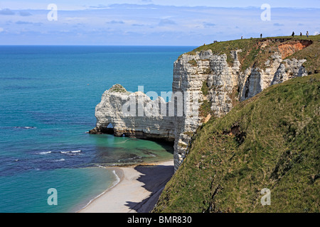 Falaises de la mer plage, Etretat, Seine-Maritime, Haute-Normandie, France Banque D'Images