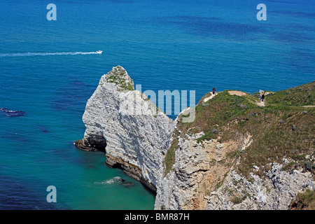 Falaises de la mer plage, Etretat, Seine-Maritime, Haute-Normandie, France Banque D'Images