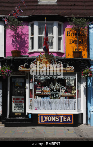 Charmante petite maison de thé dans la zone Kemptown de Brighton, situé dans la rue George et géré par un couple gay. Banque D'Images