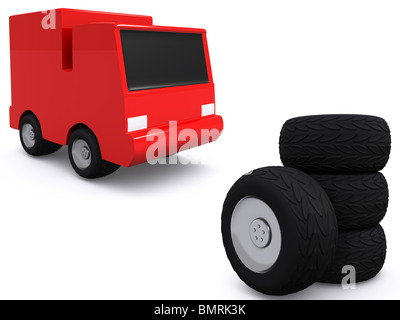Location de voiture avec les roues. 3d Banque D'Images