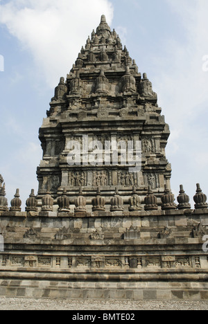 Indonesia-Java, temples de Prambanan, temple de Shiva, General-View à partir de l'affichage des détails du soubassement, la plus près. Banque D'Images