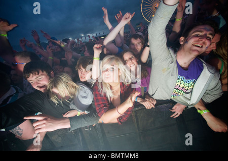 Festivaliers au Rockness Festival de musique. Banque D'Images