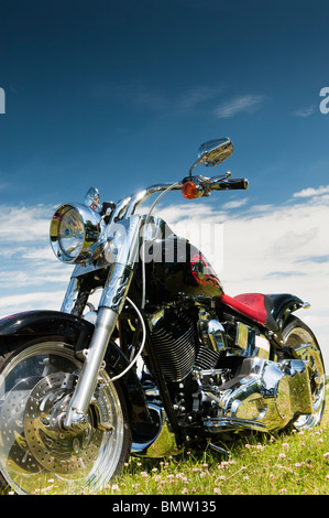 Harley Davidson CVO Fatbob moto personnalisée à un bike show en Angleterre Banque D'Images