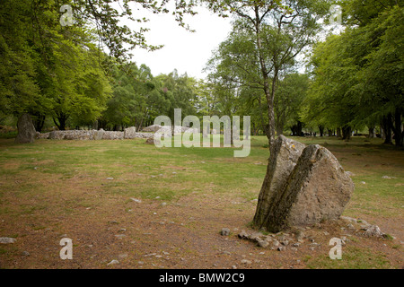 Balnuaran de Clava cimetière préhistorique près d'Inverness, Scotland, UK. L'année 4000 l'ancienne couronne CAIRN ET PASSAGE GRAVES Banque D'Images