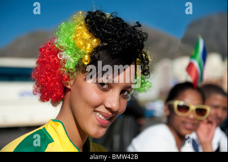 Ventilateur d'Afrique du Sud à la Coupe du Monde FIFA 2010 Cape Town Afrique du Sud Banque D'Images