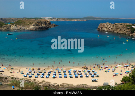 Plage et à la baie d'Arenal d'en Castell, Menorca, Baléares, Espagne Banque D'Images