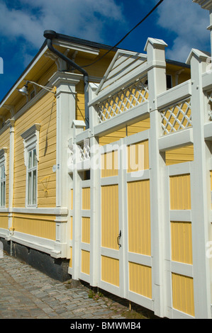 Modèles en bois Ancienne Rauma en Finlande occidentale, Europe Banque D'Images