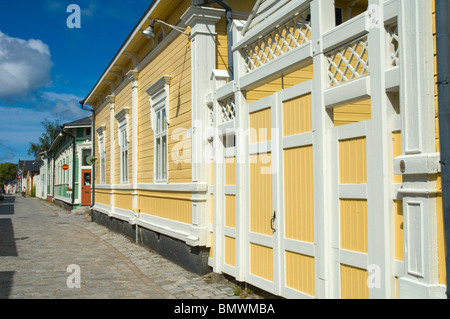 Modèles en bois Ancienne Rauma en Finlande occidentale, Europe Banque D'Images