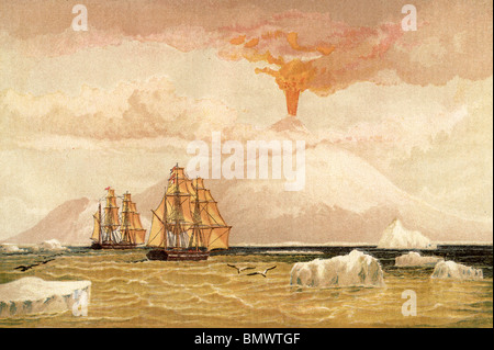 Une éruption volcanique en mer Banque D'Images