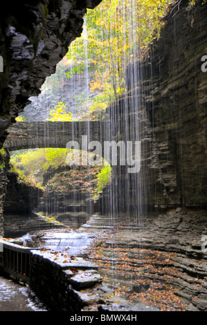 Glen de piscines et Rainbow Falls Watkins Glen State Park Finger Lakes Region New York Seneca Lake Banque D'Images