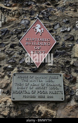 Inscrivez-vous sur le Canterbury Museum dans la chambre de Lambin obuild en 1180, l'hôpital plus tard de pauvres prêtres fondée en 1200, Canterbury Banque D'Images