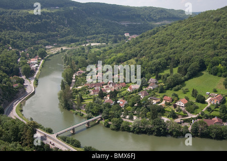 Vue aérienne cityscape doubs ville forêt Banque D'Images