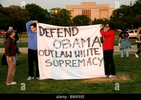 Les manifestants contre le tea party à Washington, DC Banque D'Images