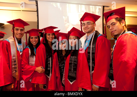 Remise des diplômes à l'école secondaire KIPP Academy, une alternative reconnue à l'education program in Houston, Texas, États-Unis Banque D'Images