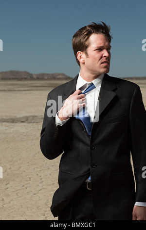 Businessman in desert Banque D'Images