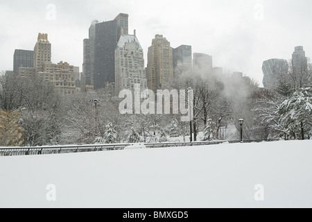 Central Park dans la neige Banque D'Images