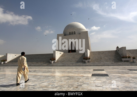 Quaid-i-Azam mausolée, tombe de Jinnah, fondateur du Pakistan. Banque D'Images