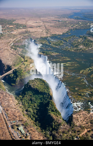 Vue aérienne de Victoria Falls. Le Zimbabwe. Banque D'Images