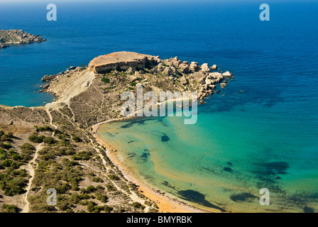 Ghajn Tuffieha Bay, vue aérienne, l'île de Malte, République de Malte Banque D'Images
