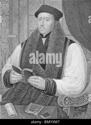 Thomas Cranmer (1489-1556) gravure sur des années 1800. Chef de la Réforme anglaise et l'archevêque de Canterbury. Banque D'Images