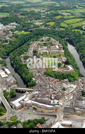 Le centre-ville de Durham, la cathédrale et de l'air, l'été 2010, Angleterre du Nord-Est Banque D'Images