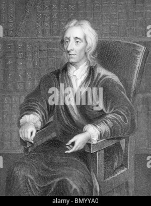 John Locke (1632-1704) gravure sur des années 1800. Médecin et philosophe anglais. Banque D'Images