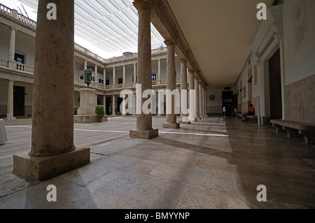 Ancien cloître de l'université et Juan Luis Vives statue. 18e - 19e siècles. Valence. Communauté de Valence. Espagne Banque D'Images