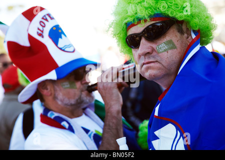 La Slovénie les fans de football, coupe du monde Banque D'Images