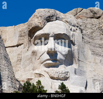 Le mont Rushmore avec la tête des présidents Abraham Lincoln près de Keystone Dakota du Sud Banque D'Images