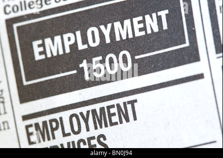 Liste des emplois dans la section Chômage de votre journal Banque D'Images