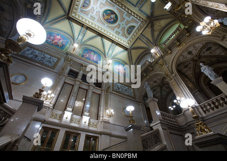 L'Opéra de Vienne foyer principal et le hall, Vienne, Autriche Banque D'Images